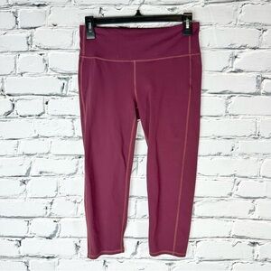 Athleta Cropped Capri Legging Stretch Pull On Burgundy Size Medium